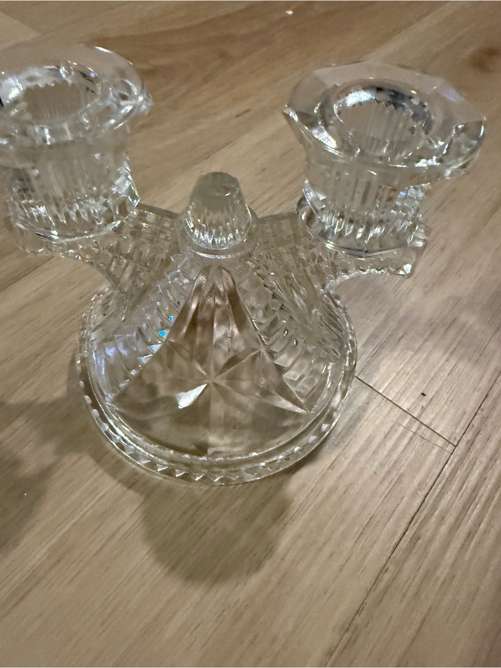 Clear Glass Double Candle Holder - Home Accents